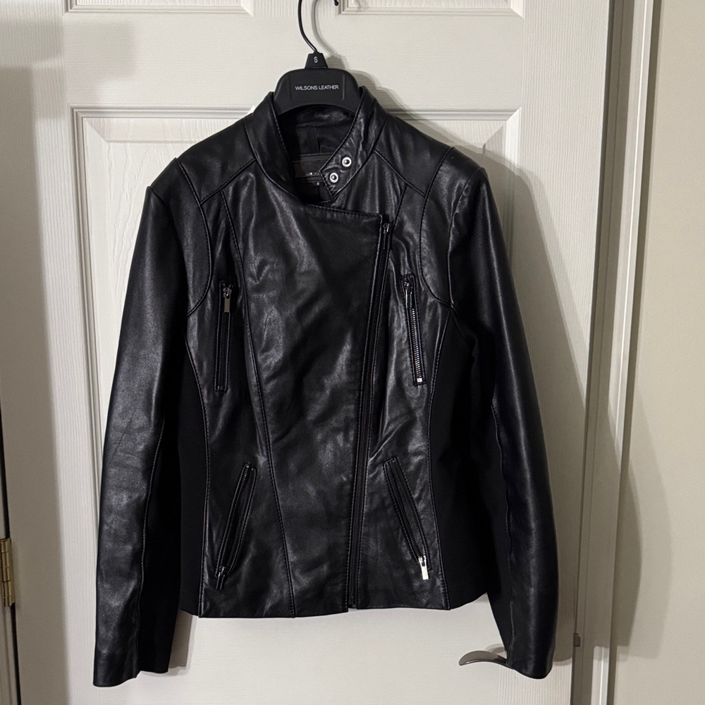 Wilsons Leather Black Asymmetrical Jacket